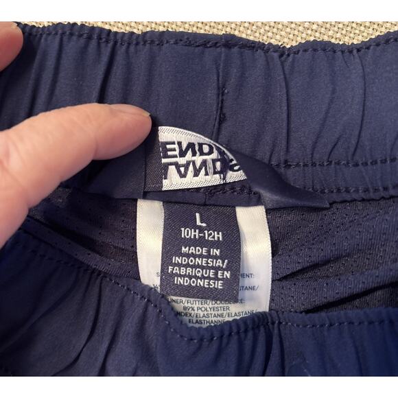 Lands End Boys Swim Trunks Active Hydroliner Sz L Husky Elec. Blue Burst Tie Die - Picture 2 of 4